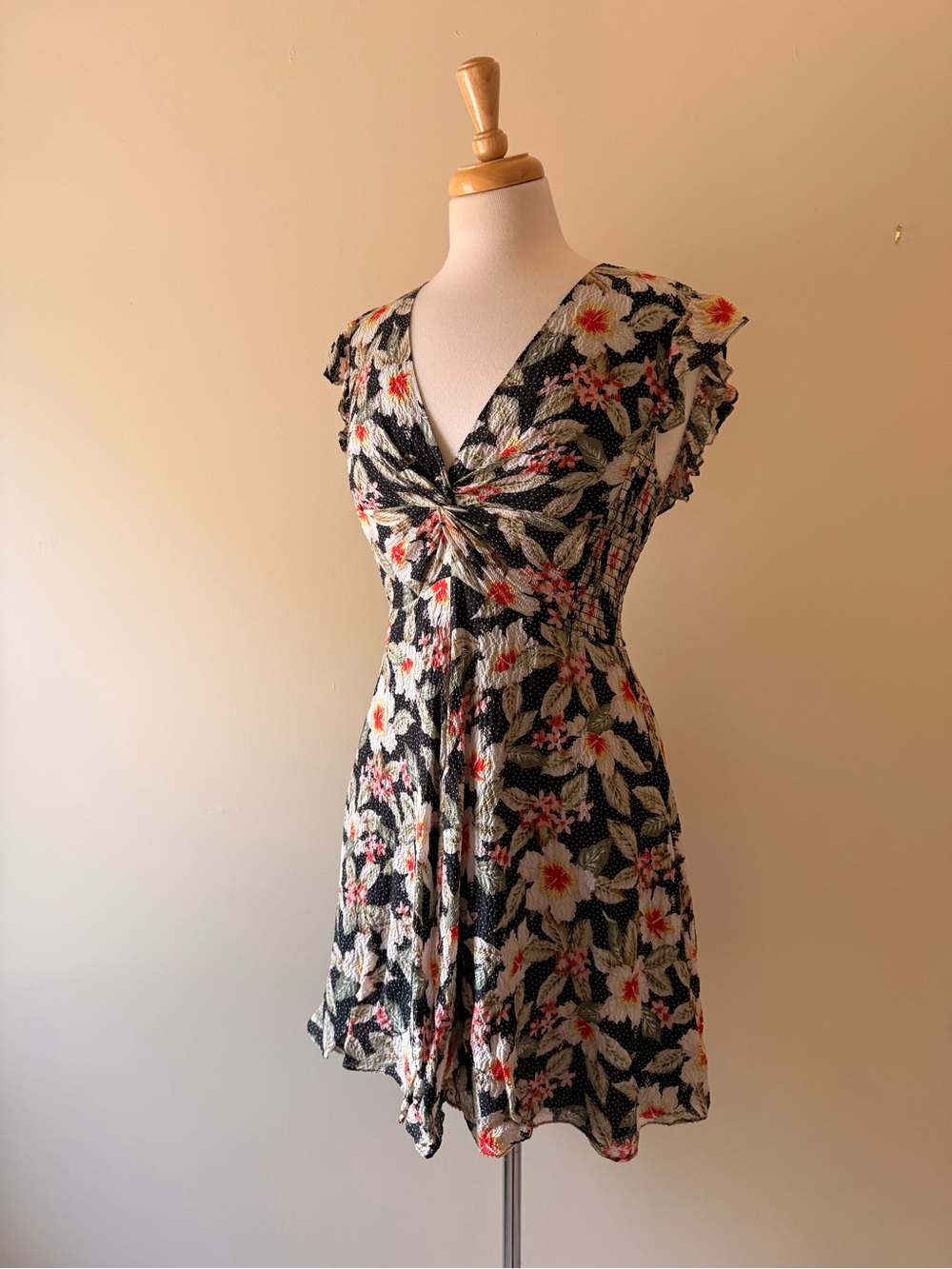 Rebecca Taylor Silk Floral Flutter Sleeve Dress Size 4